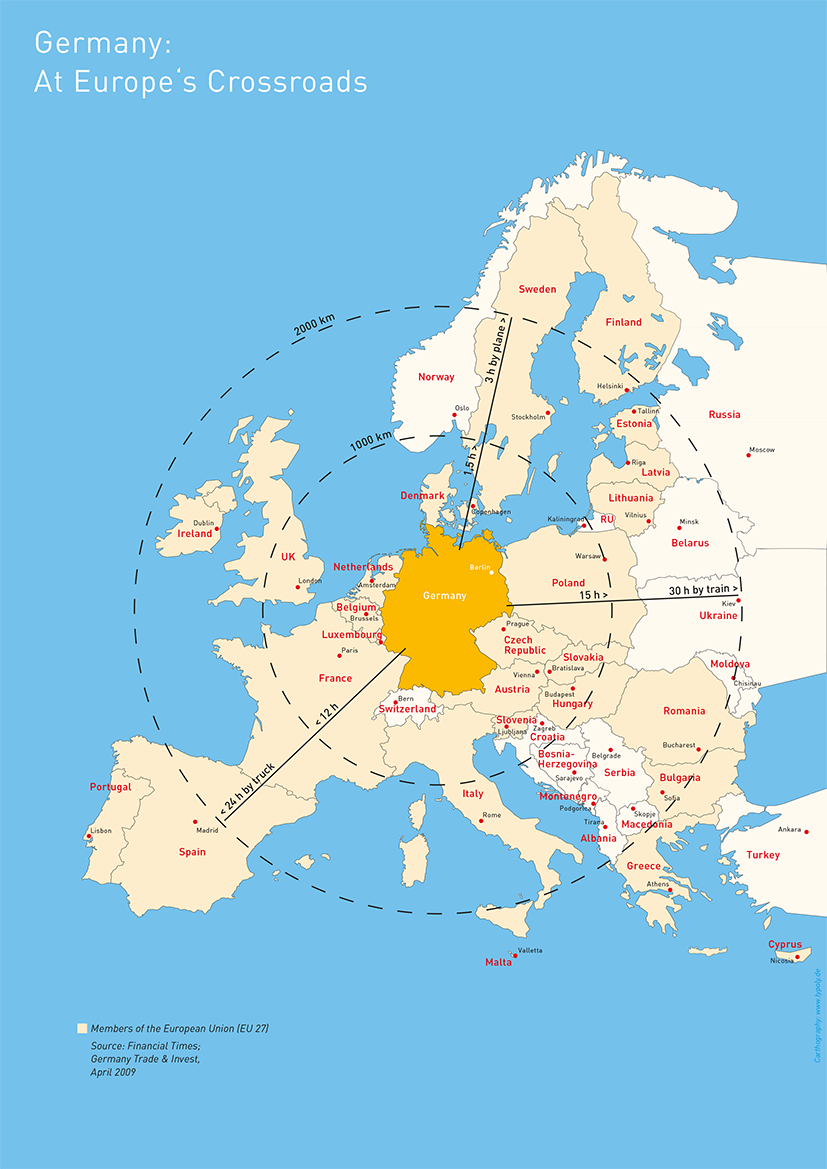 Plakat geografische Lage Deutschlands - Typoly