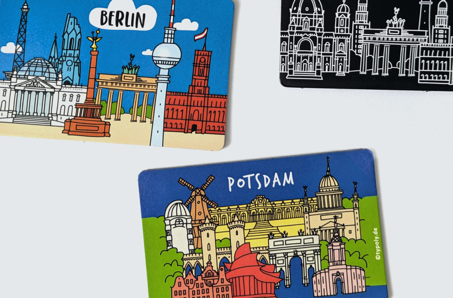 Illustrierte Skyline von Potsdam und Berlin auf Magnet